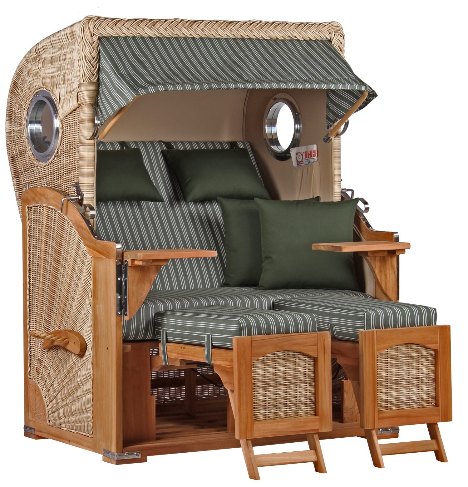 Strandkorb Rantum Teak PE shell Dessin 504