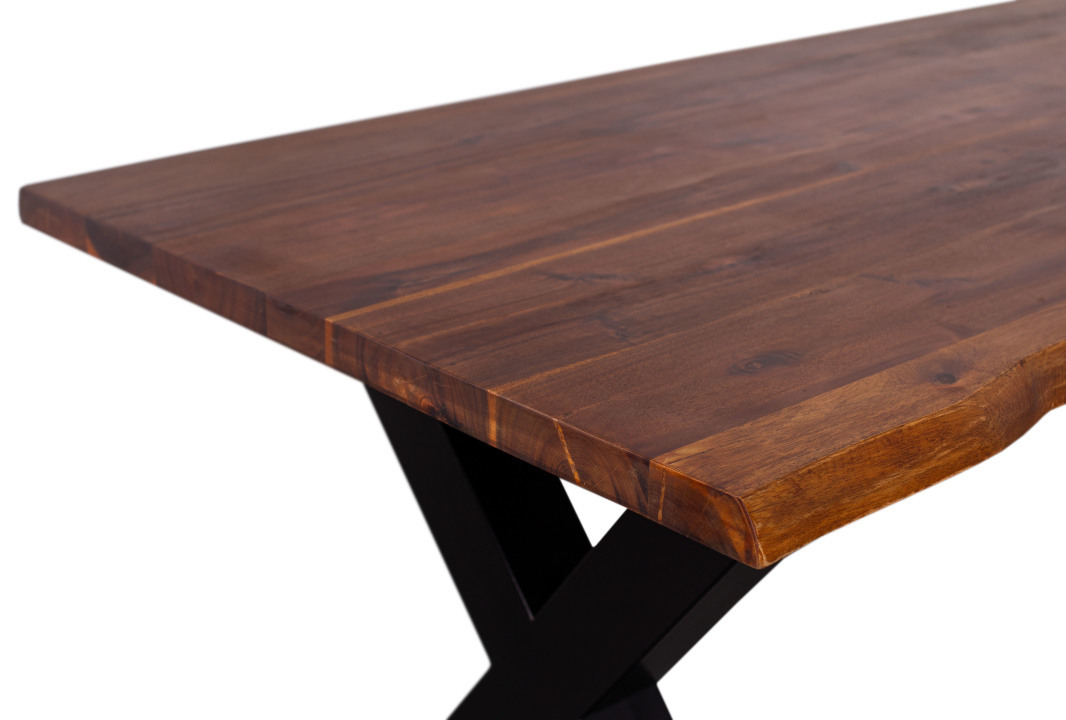 Baumkantentisch Monza Akazie X-Bein Gestell 200 x 90 cm - 2