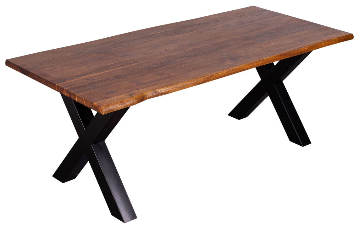 Baumkantentisch Monza Akazie X-Bein Gestell 200 x 90 cm - 6