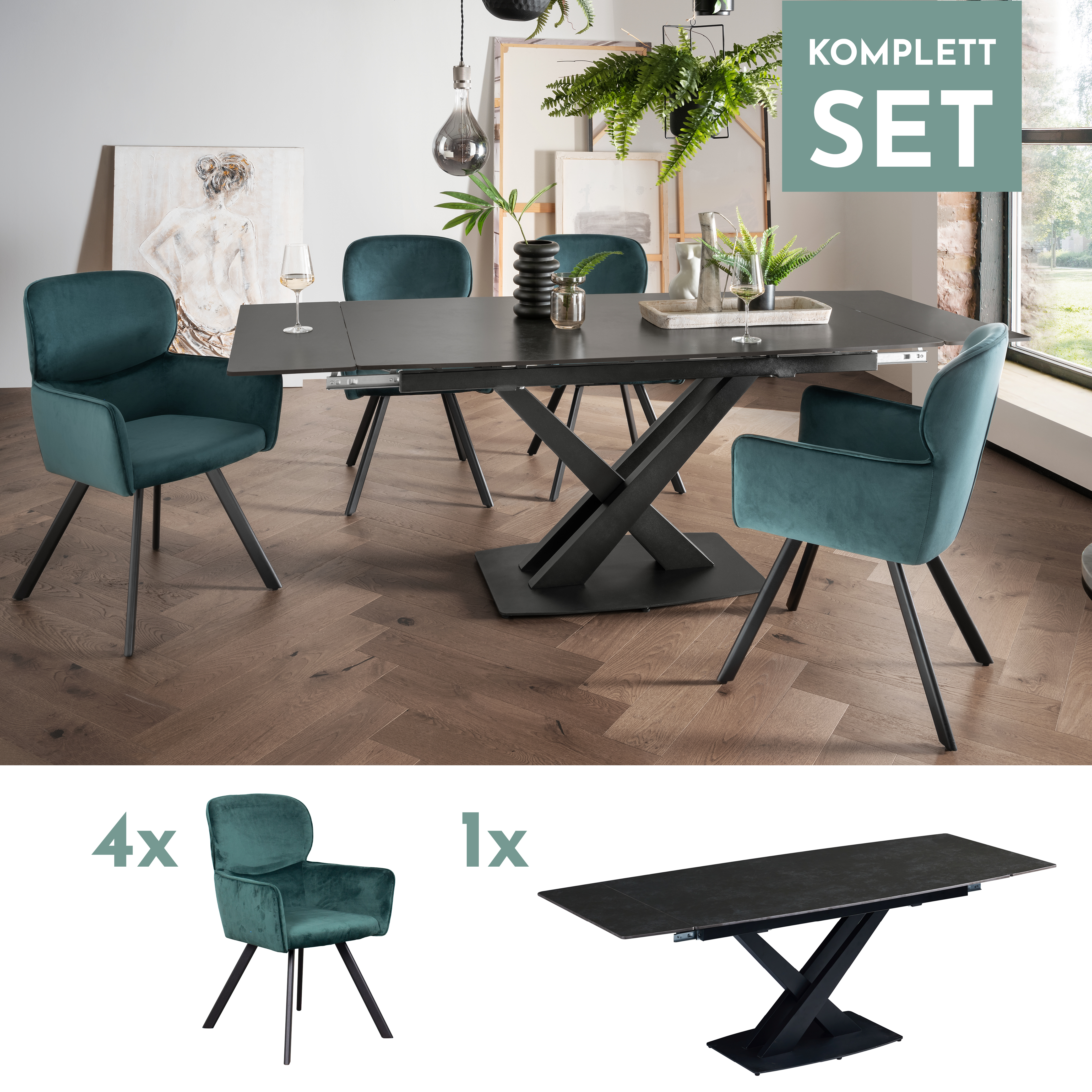 BL63004-S_Indoormöbelset_Treviso_dunkelgruen_Sanremo_darkgrey