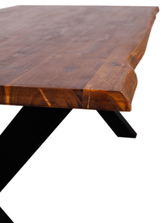 Baumkantentisch Monza Akazie X-Bein Gestell 200 x 90 cm - 3