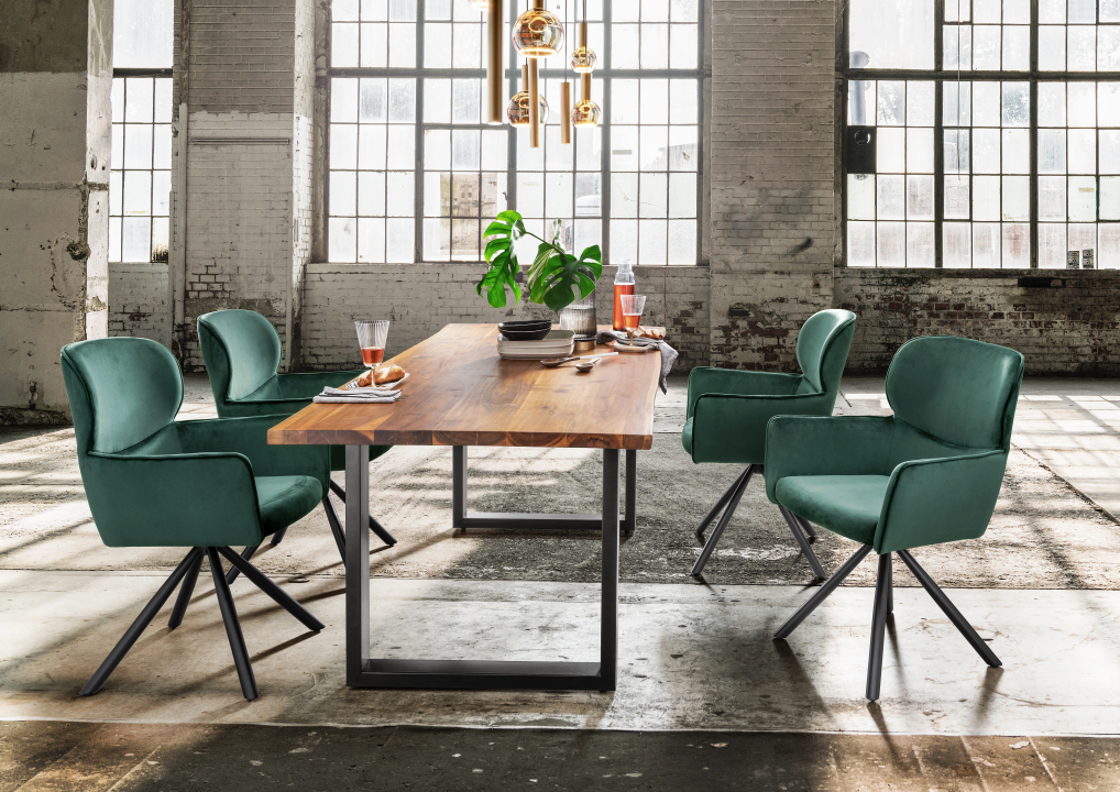 Indoormoebelset_BL62006_Diningsessel_Rimini_dunkelgruen_BL60107_Baumkantentisch_Rom (1)
